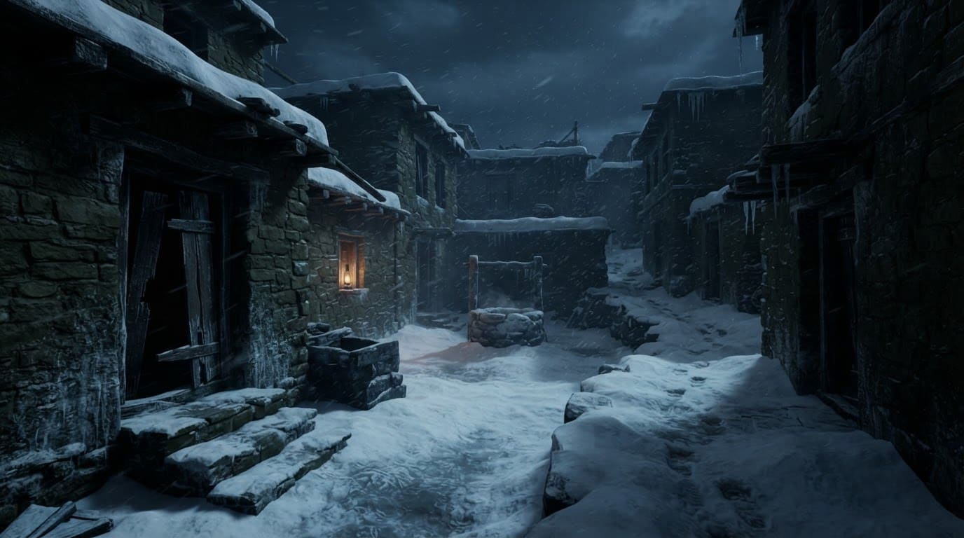 Abandoned mountain pass village