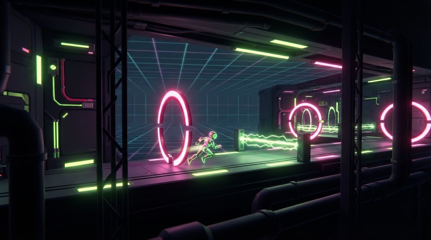 Sprint through LED obstacle gauntlet