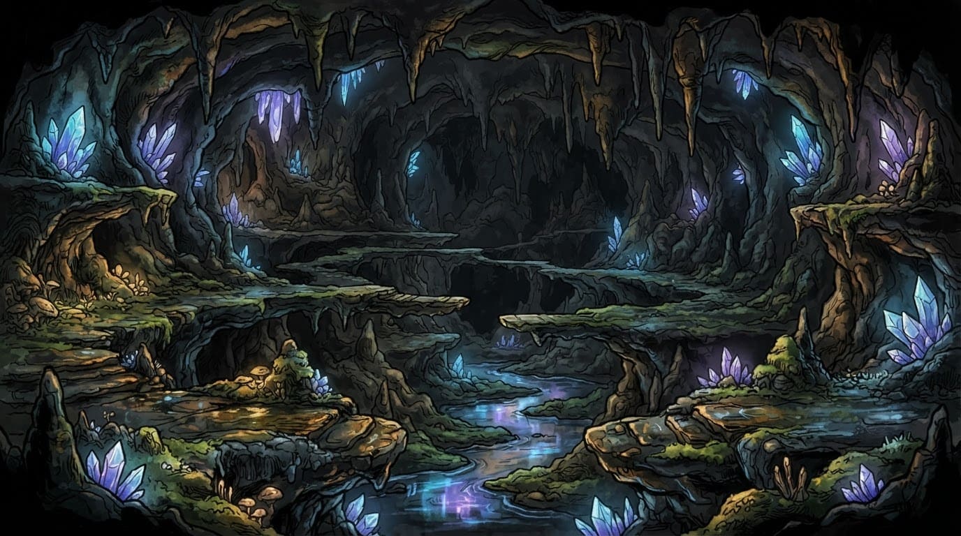Hidden underground cave
