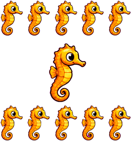 Orange Yellow Seahorse