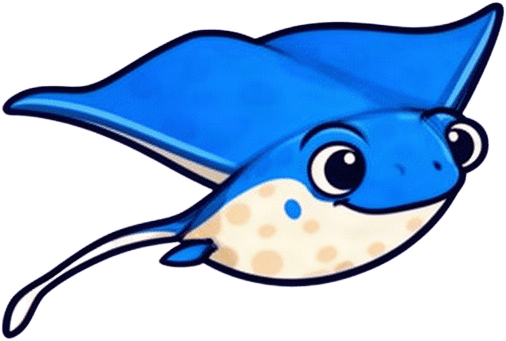 Blue Cartoon Manta Ray