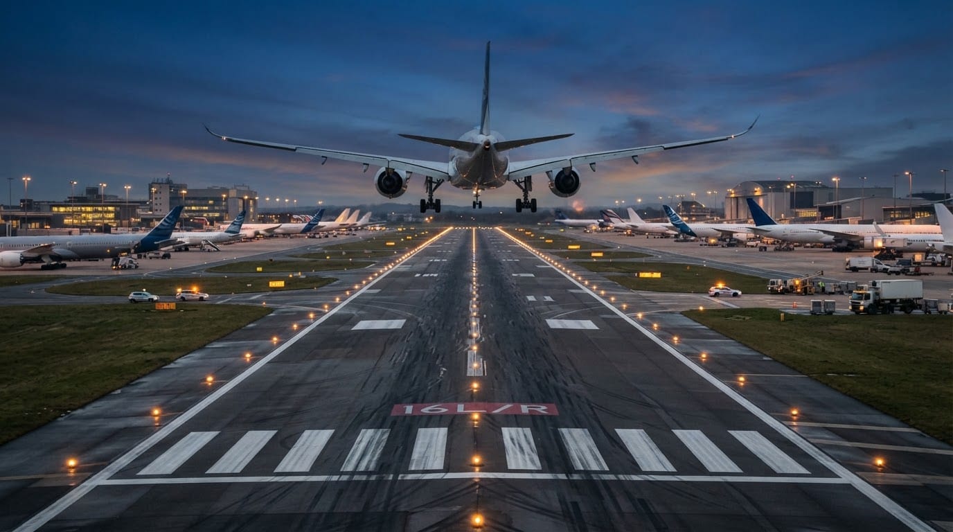 Atterrir sur un aéroport animé