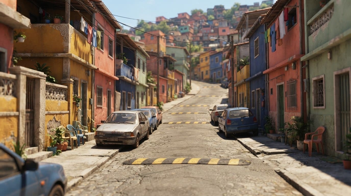 Bairro residencial de ruas estreitas