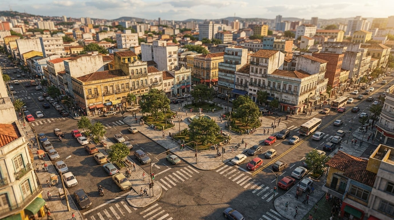 Centro urbano movimentado