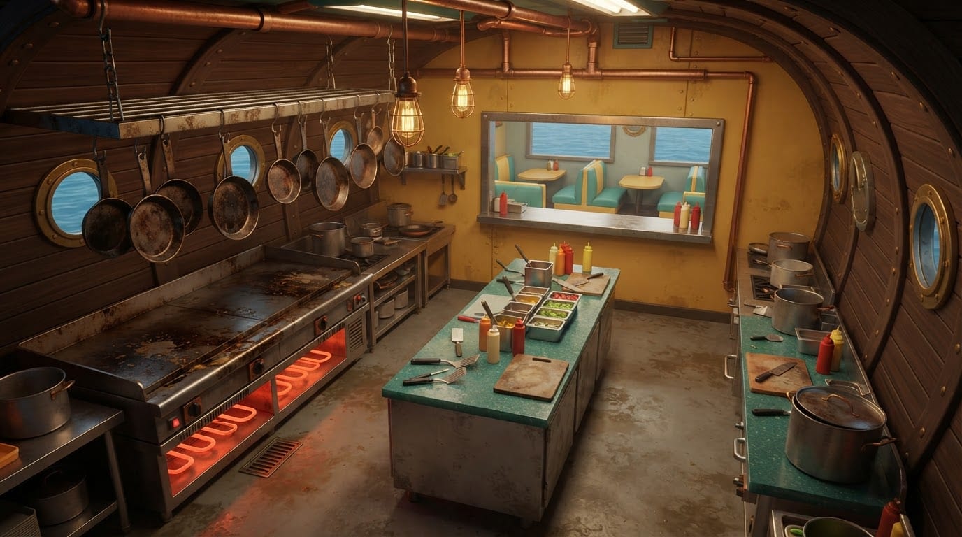 The ship kitchen interior