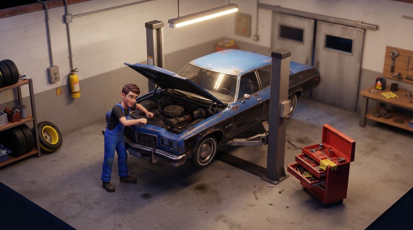Consertando o primeiro carro