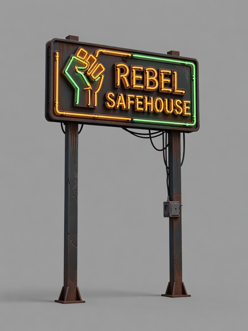 Neon Rebel Safehouse Sign Reference