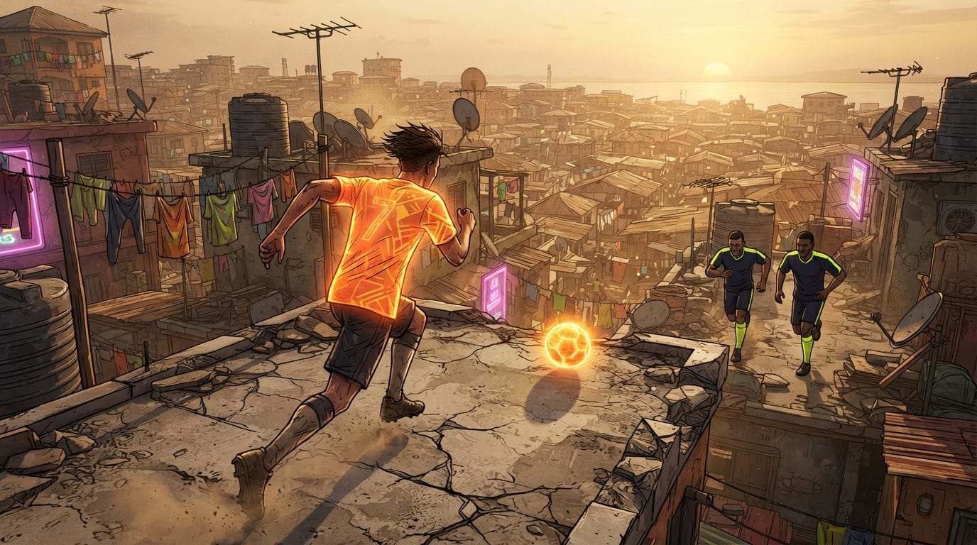 Hunt the ball across rooftops