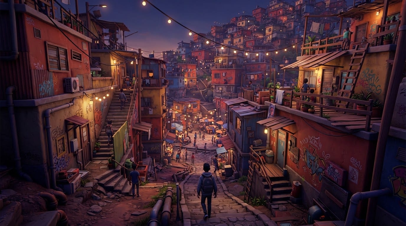 Favela e beco das organizações