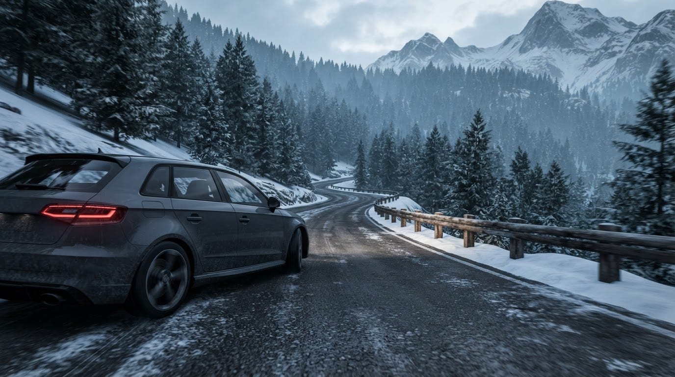 Dense alpine forest and mountain passes