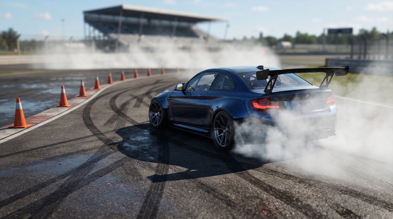 Déraper sur circuit en plein jour