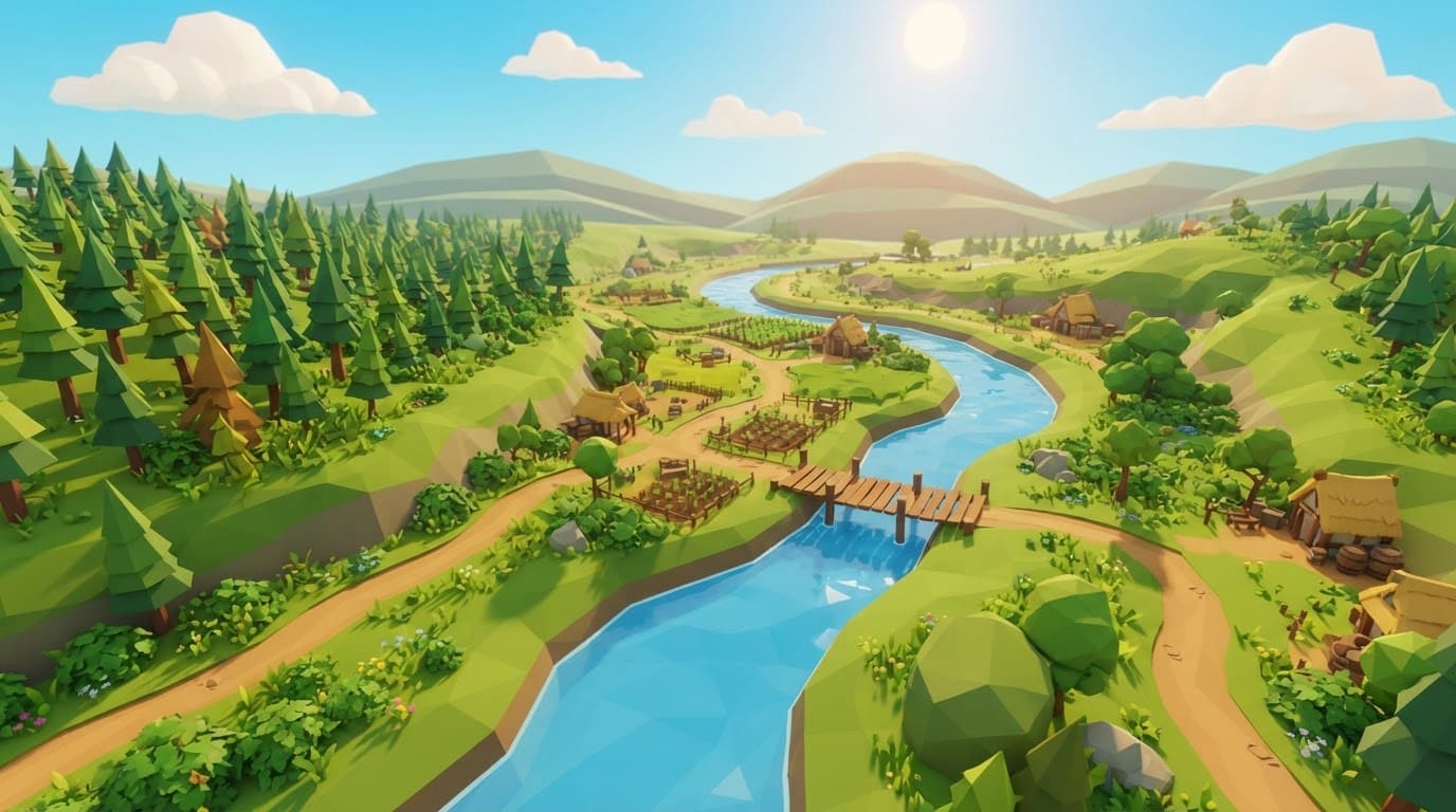 Green valley and river