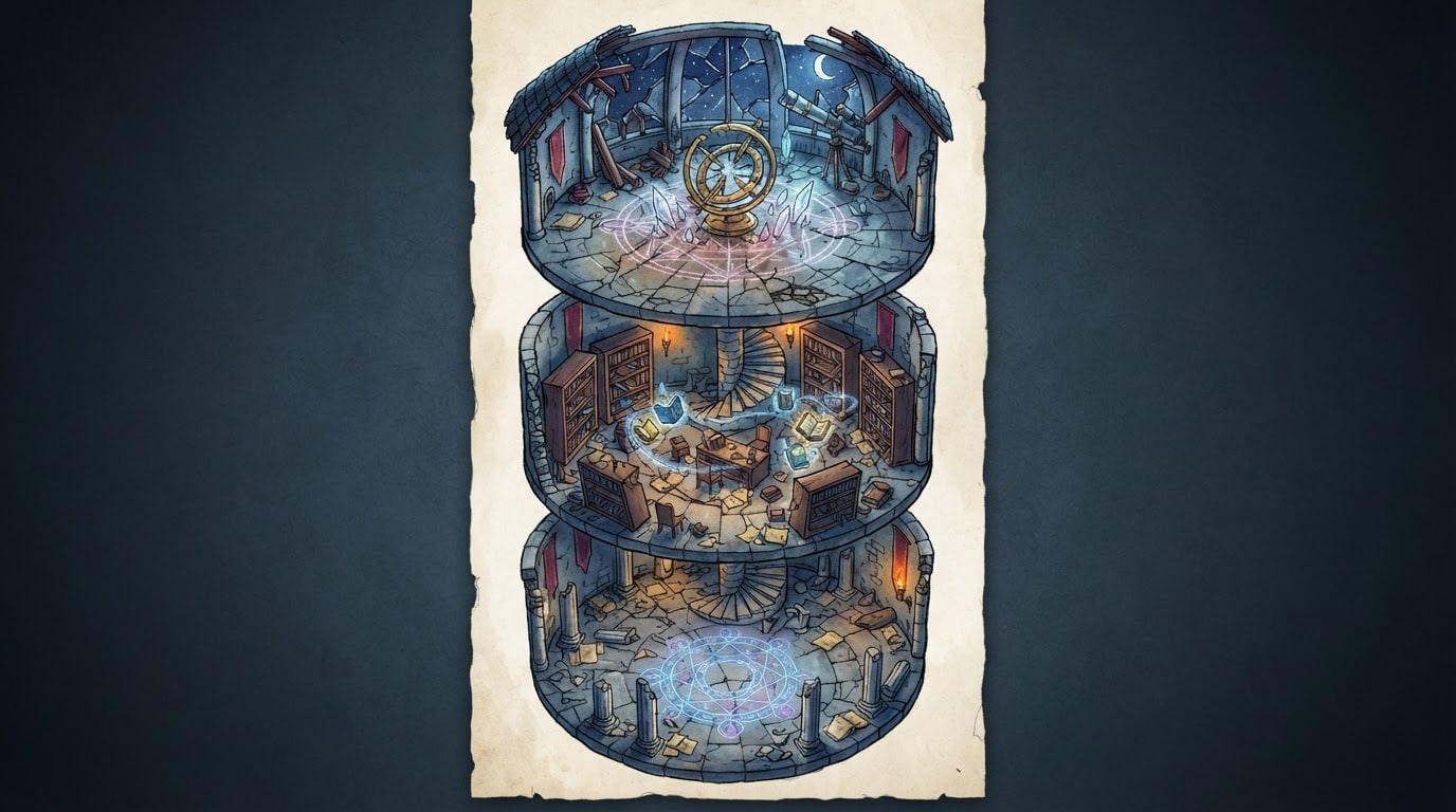 Torre de magos en ruinas