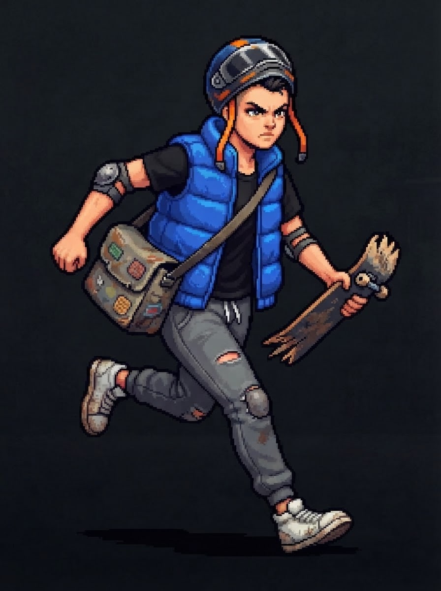 Young parkour courier fighter
