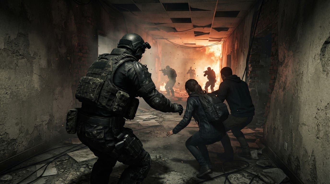 Rescue hostages under fire