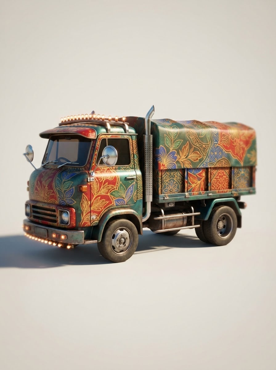 Truk tua penuh modifikasi lokal
