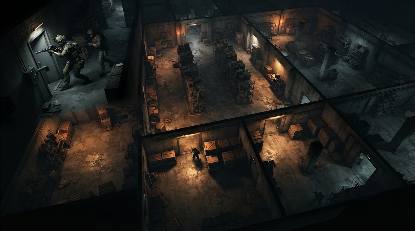 Clear rooms in the warehouse