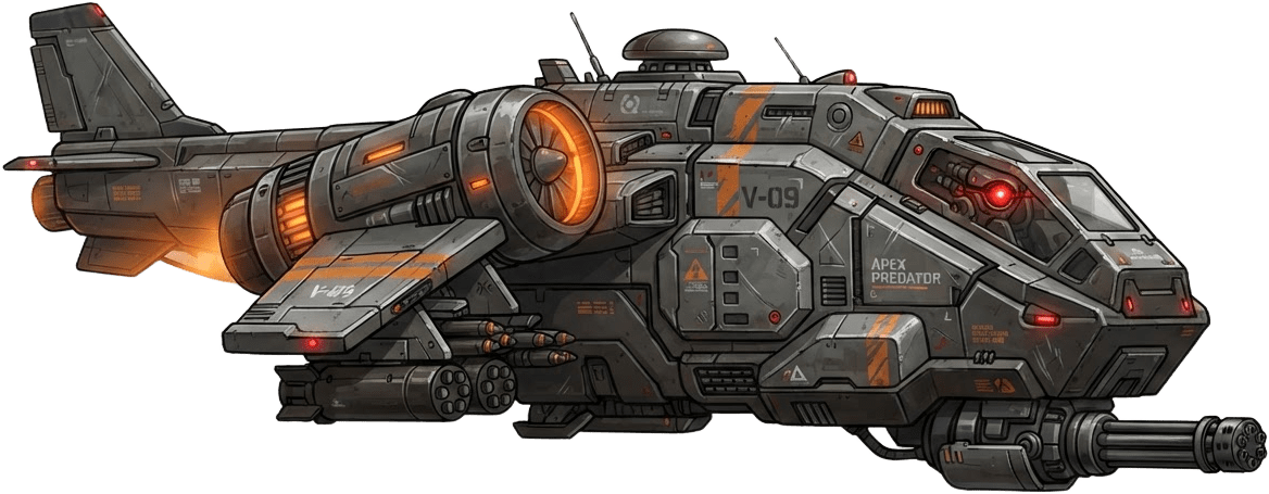 Image: Side view facing right, 2D action game boss sprite
