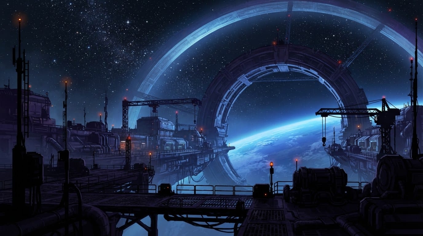 Image: 2D side-scrolling game background, wide landscape: