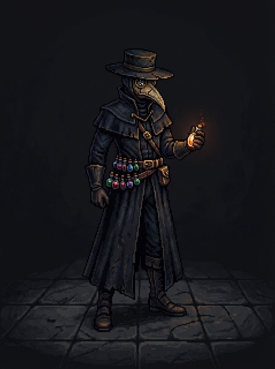 A masked plague doctor