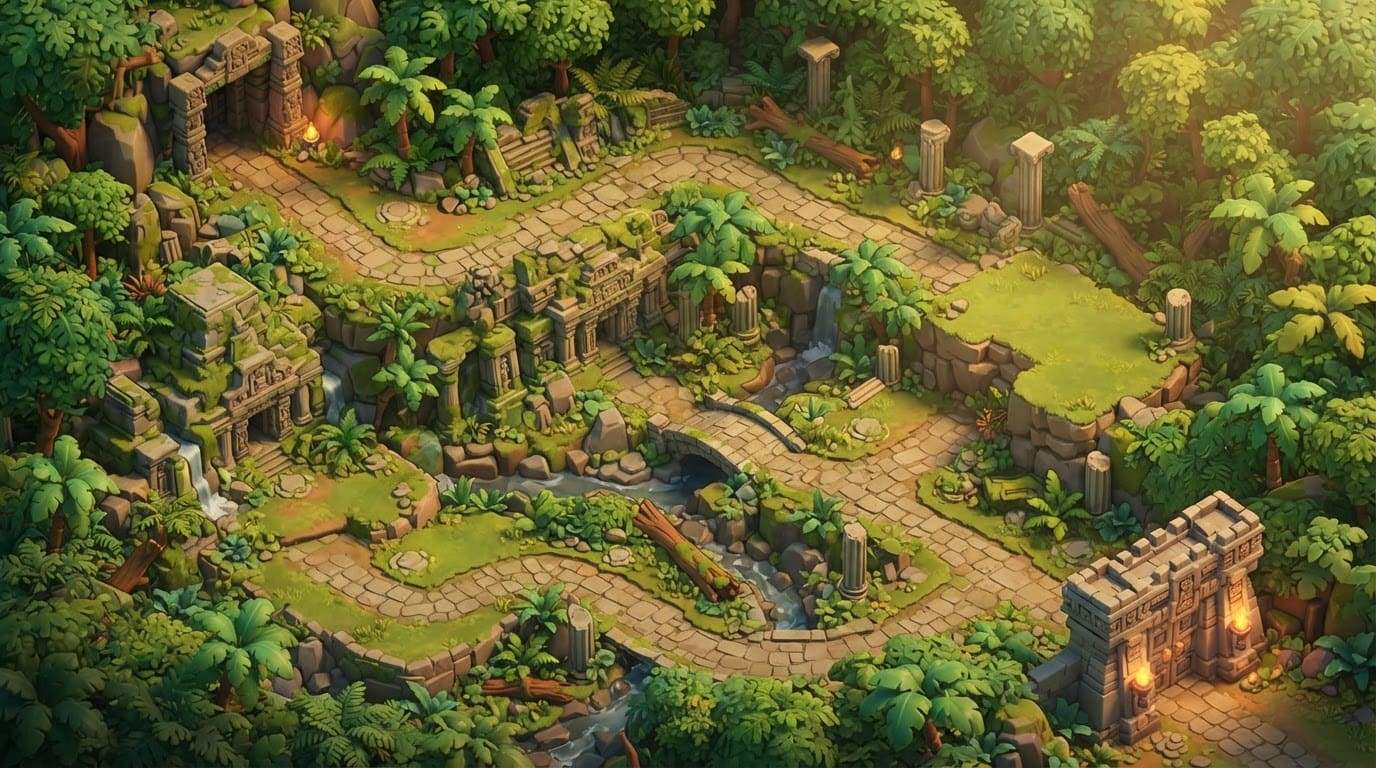 Winding jungle temple