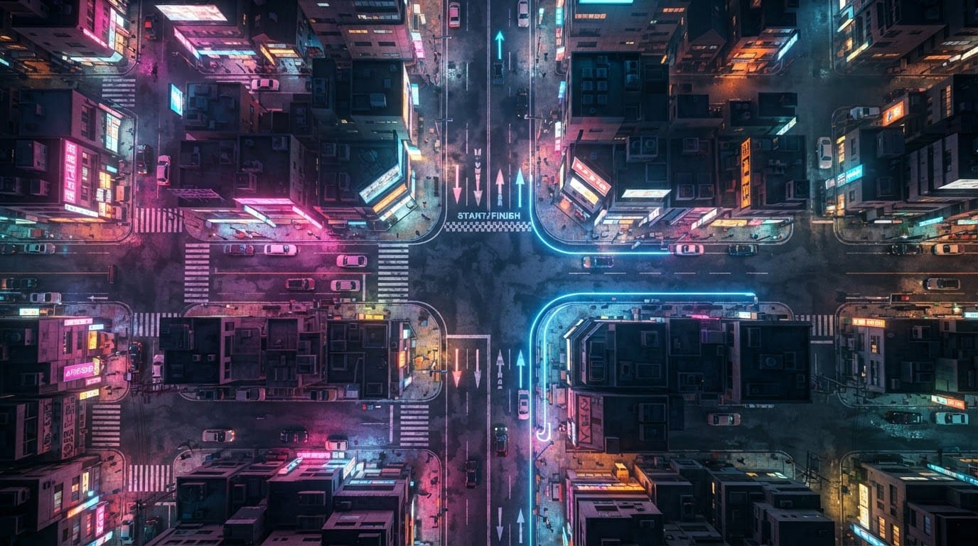 The neon city grid