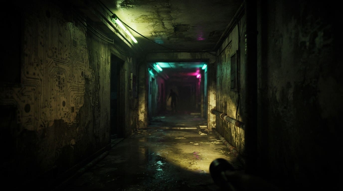 Crawl through flickering corridors