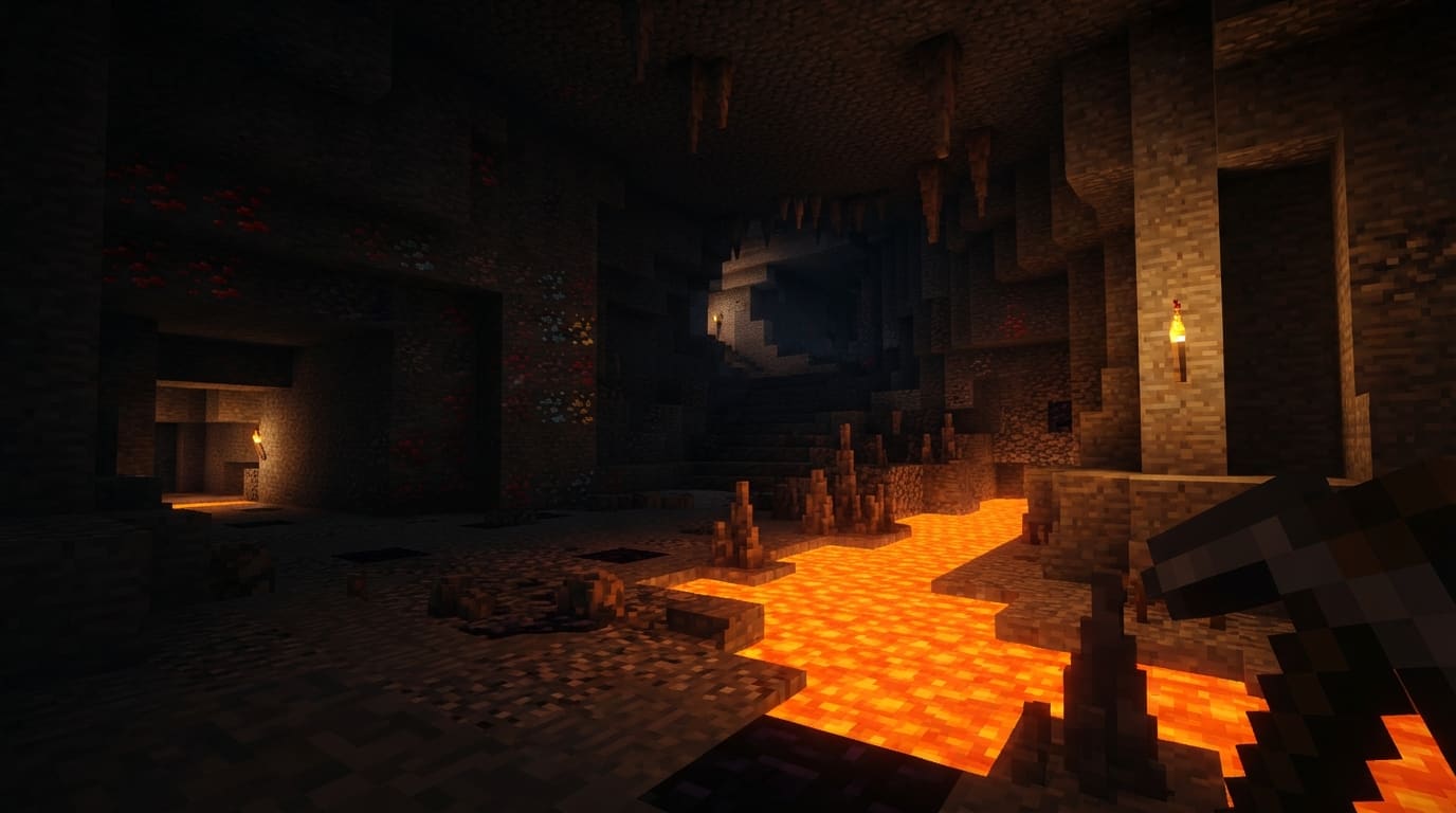 Cavernas profundas com lava