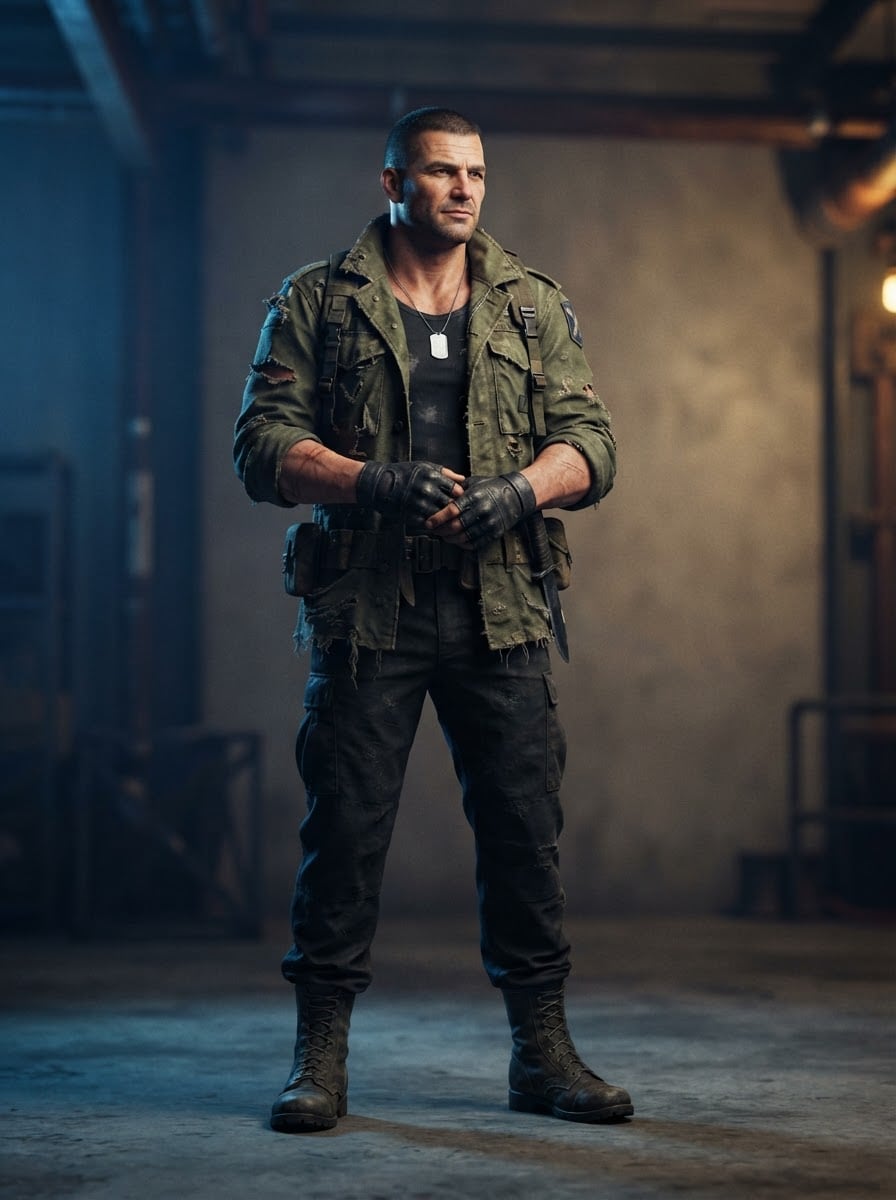 Rogue ex-soldier in worn jacket