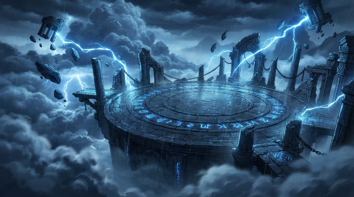 Floating storm cloud temple