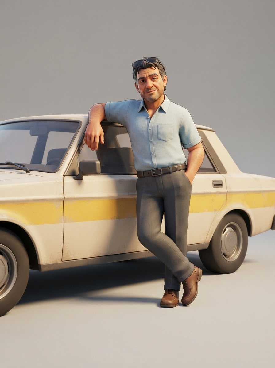 Taxista veterano con su sedán