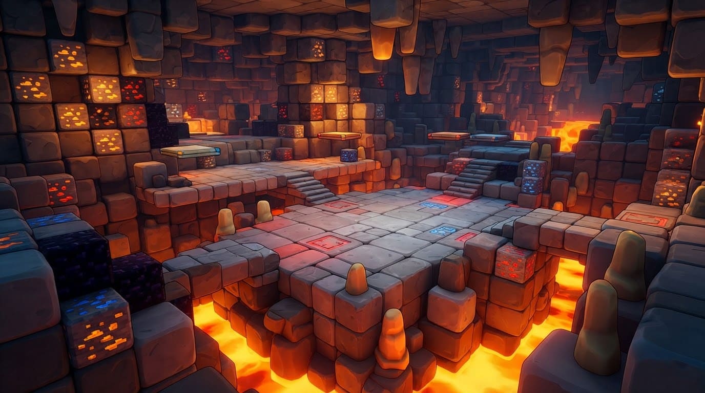 Volcano pixel caves