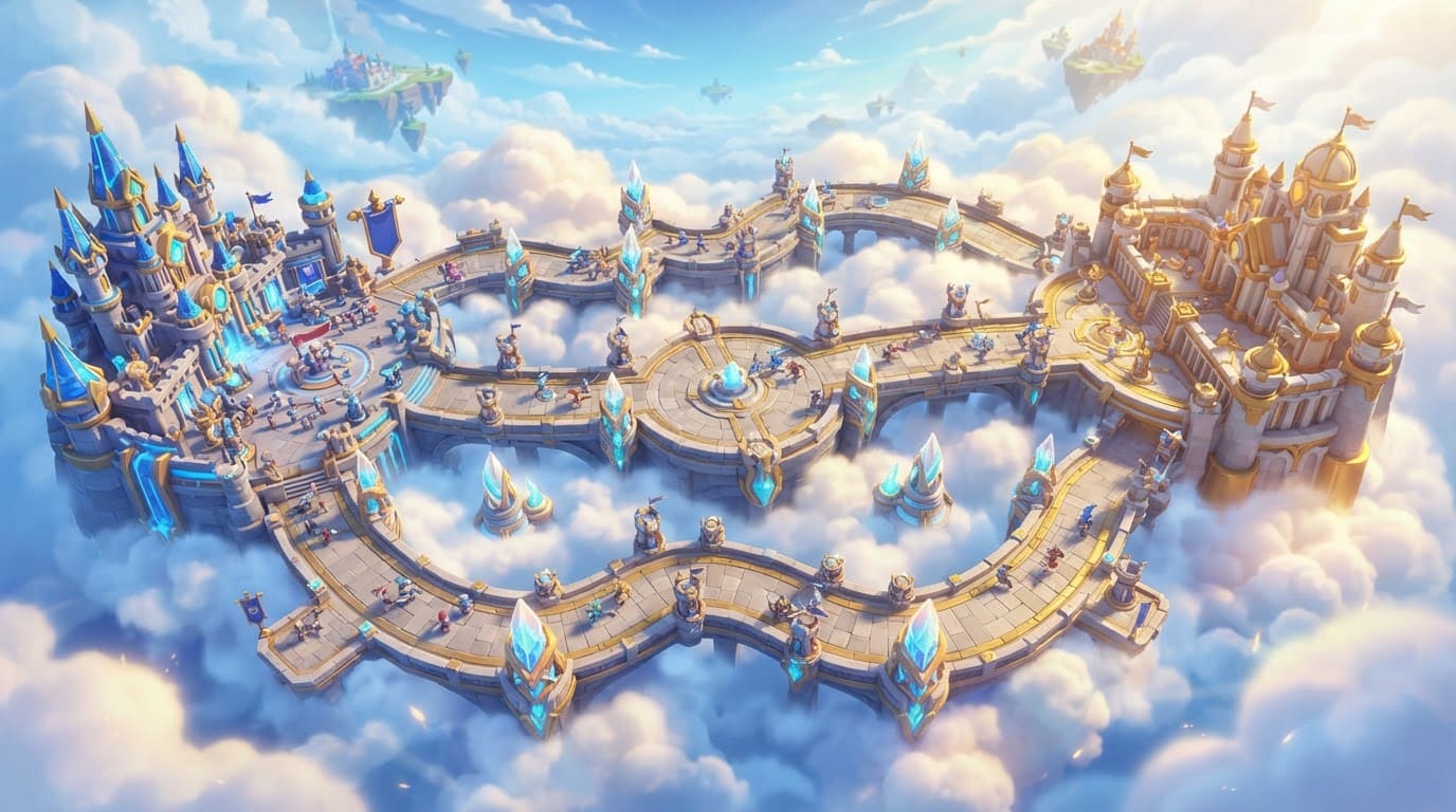 Cidade flutuante nas nuvens