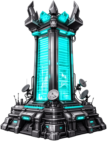 Neon Cyan Fortress Tower