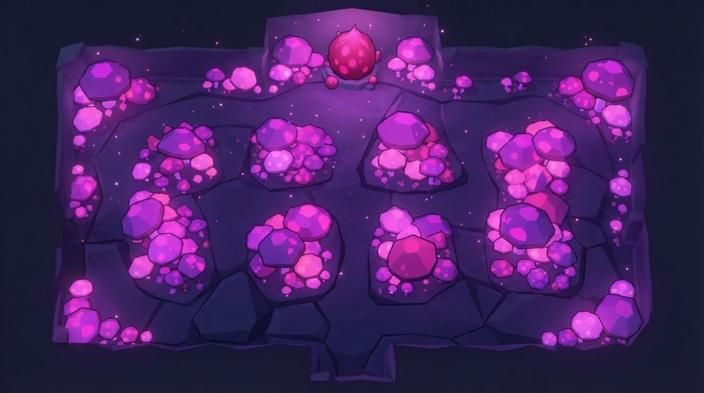 Bioluminescent mushroom forest