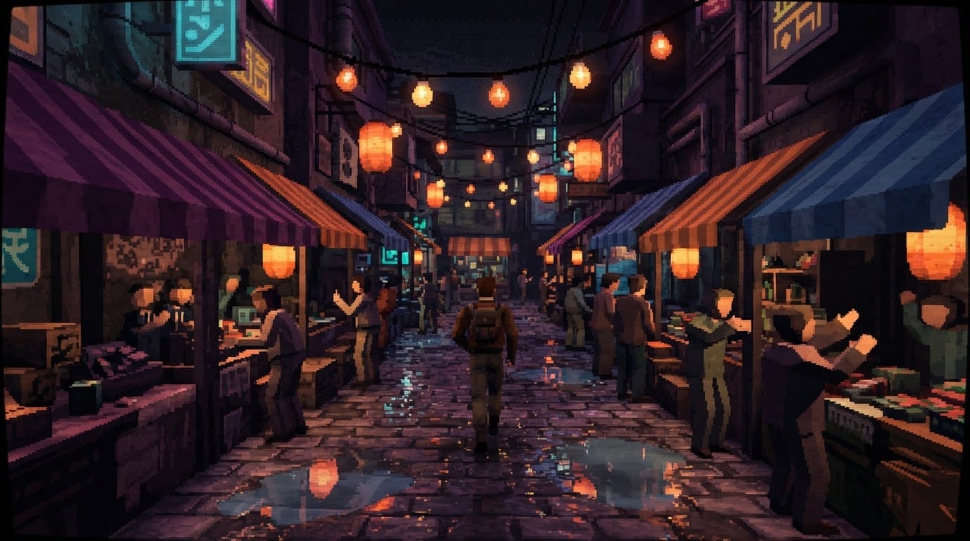 El callejón del mercado nocturno