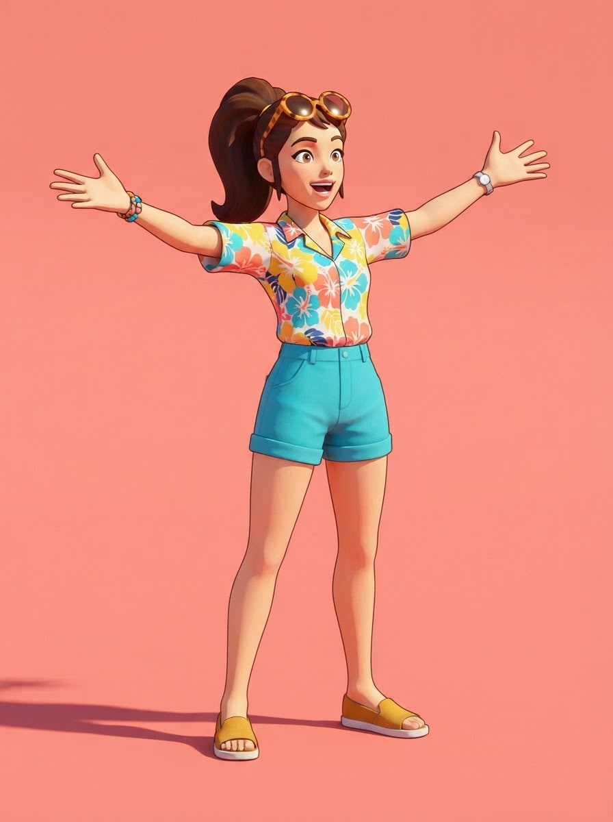 Flashy tourist woman