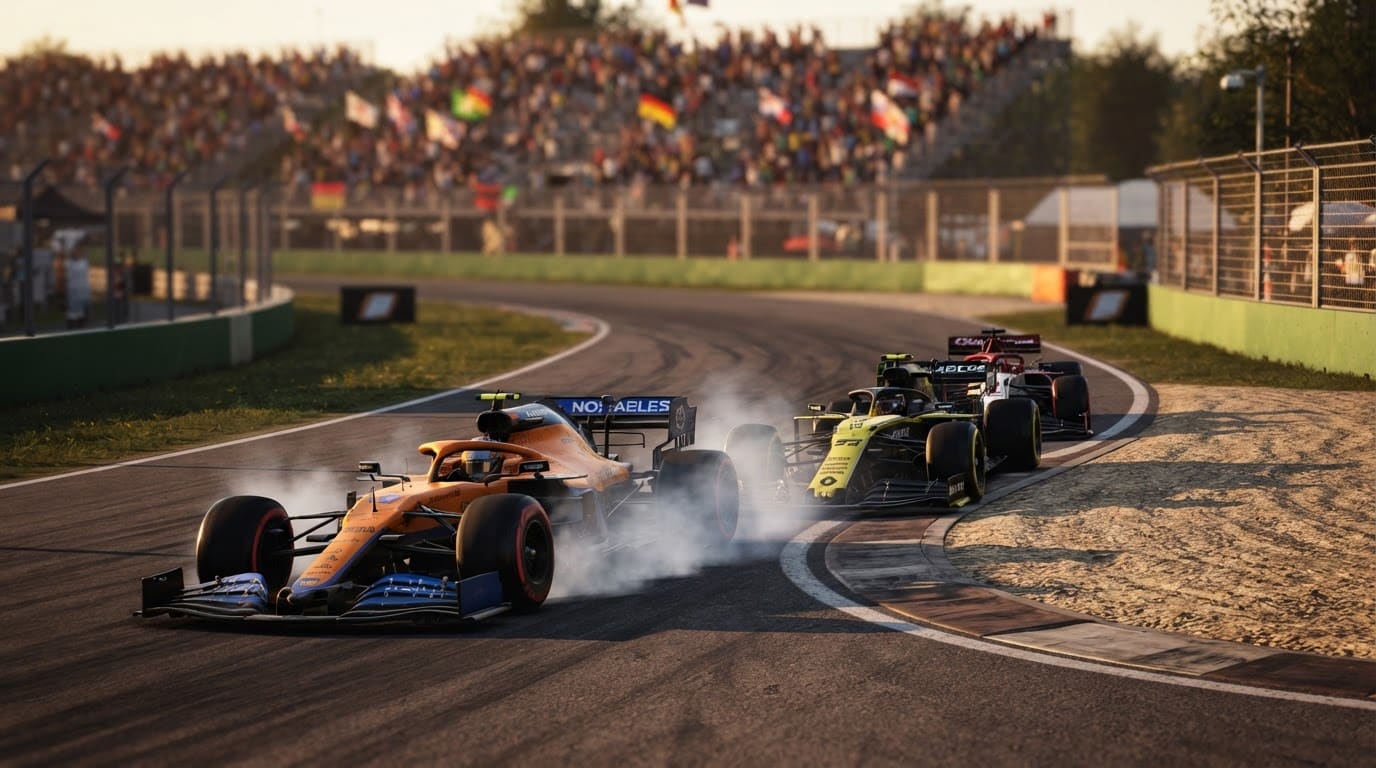 Fight for position at the hairpin