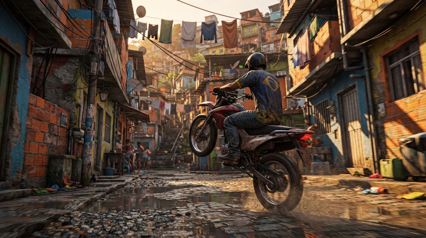 Empine pelas ruas da favela