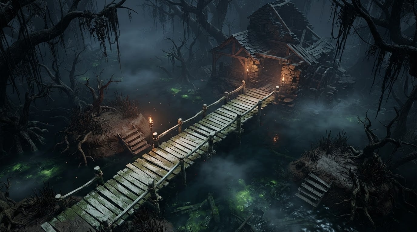 Forsaken swamp bridge path