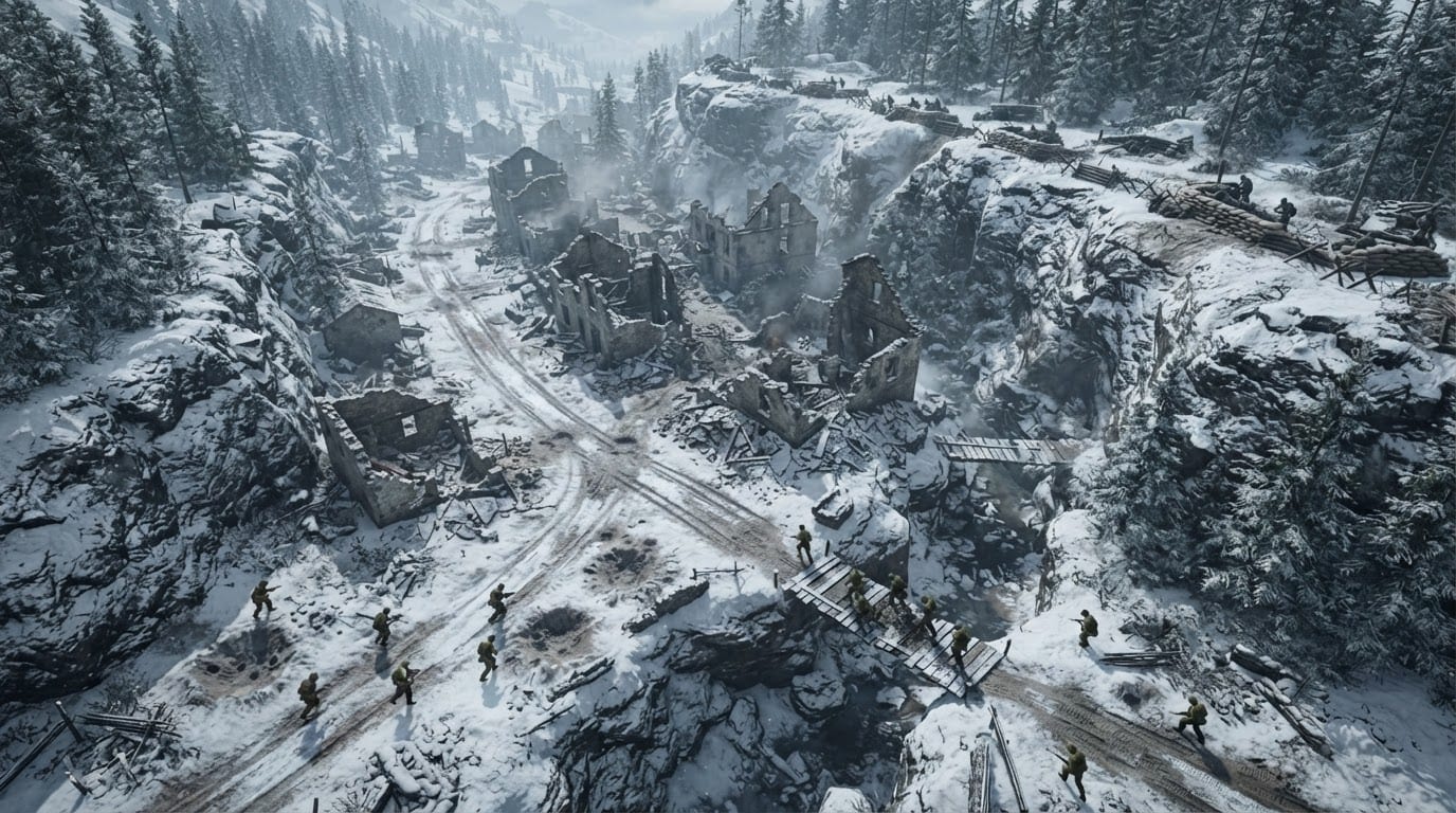 Avance pelas montanhas nevadas da Itália