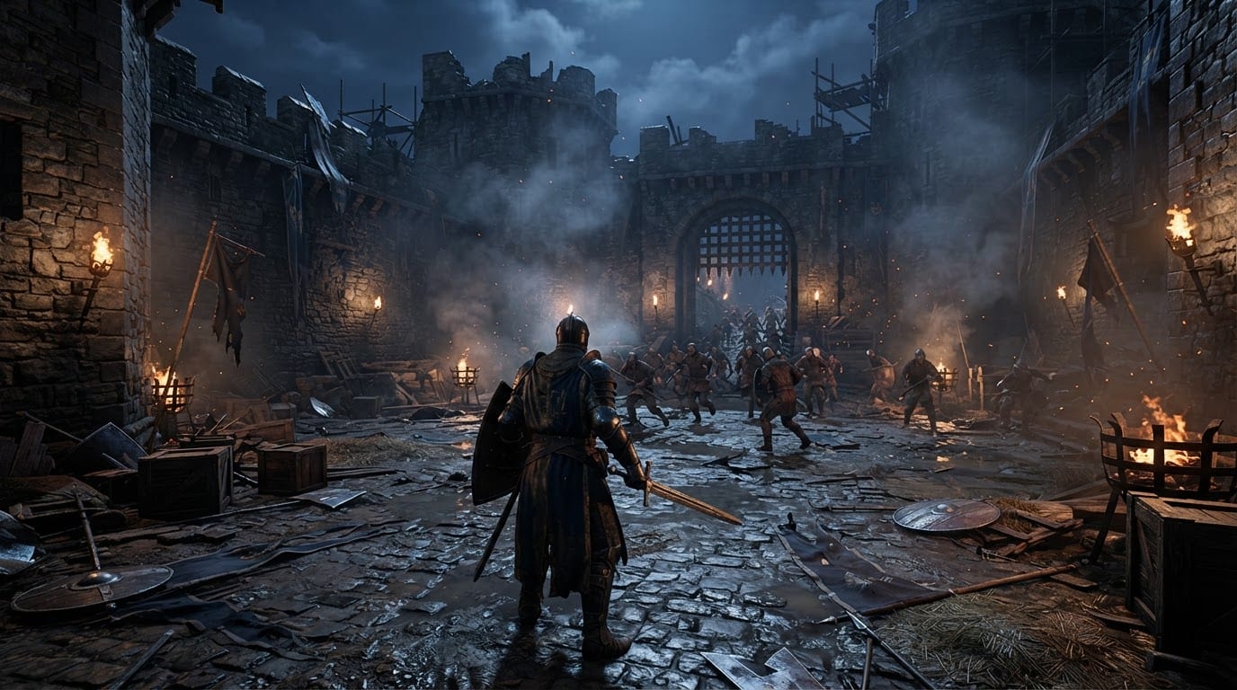 Castle Courtyard Under Siege