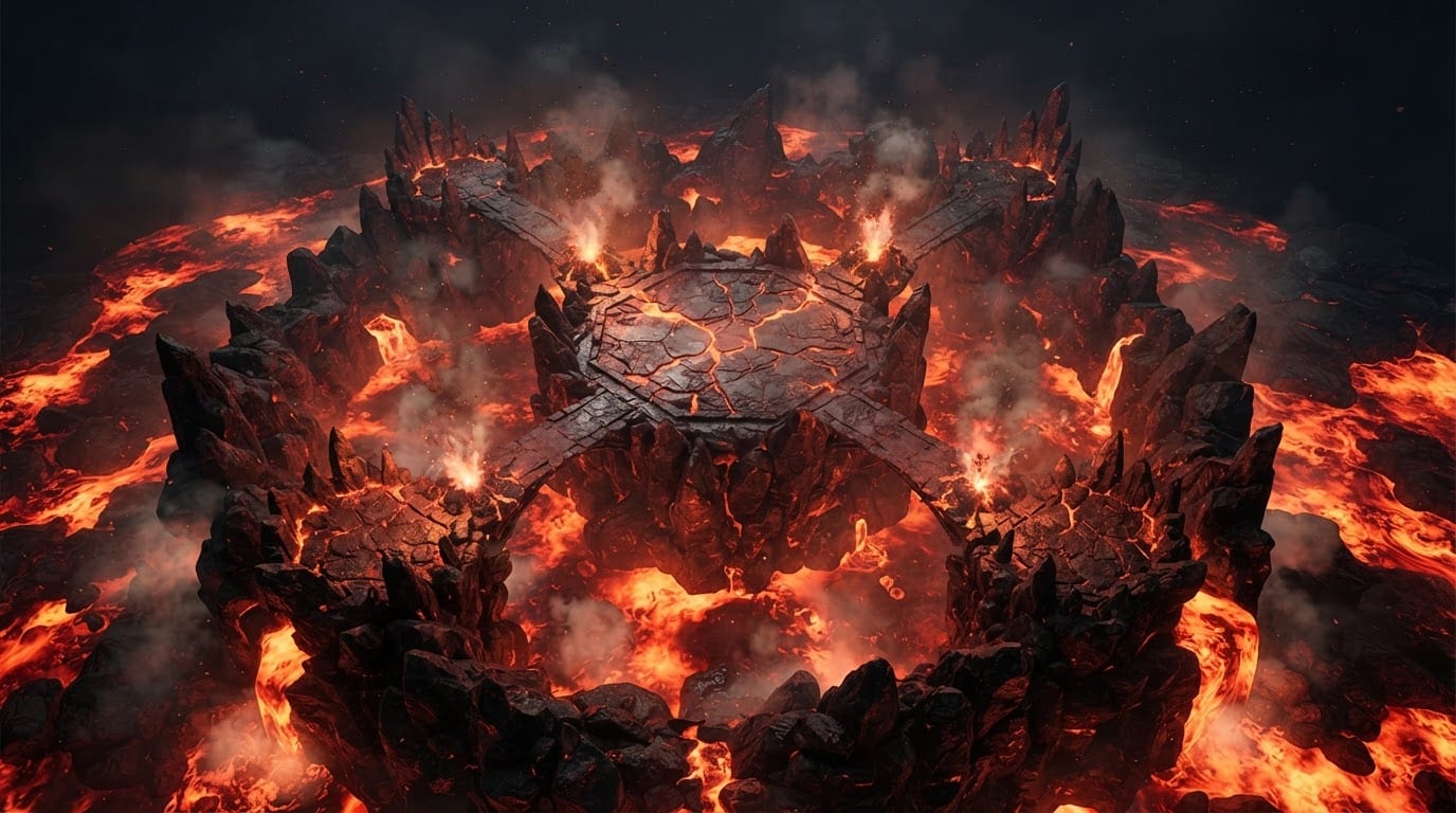 Volcanic island battle pit