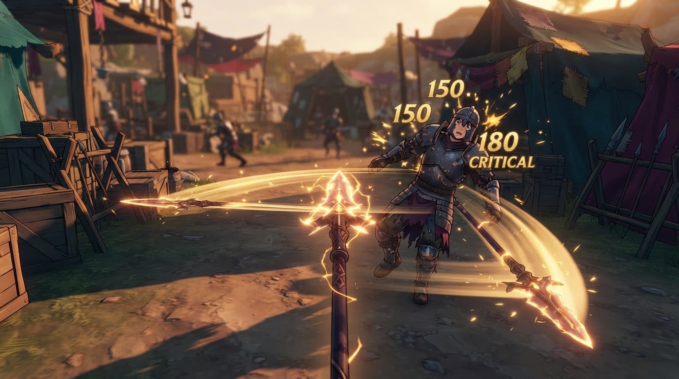 Chain spear combos on enemies