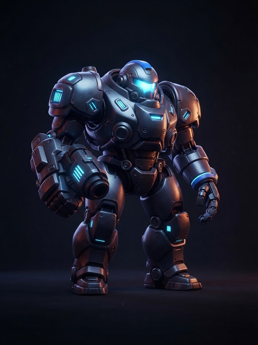 Armored mech suit pilot