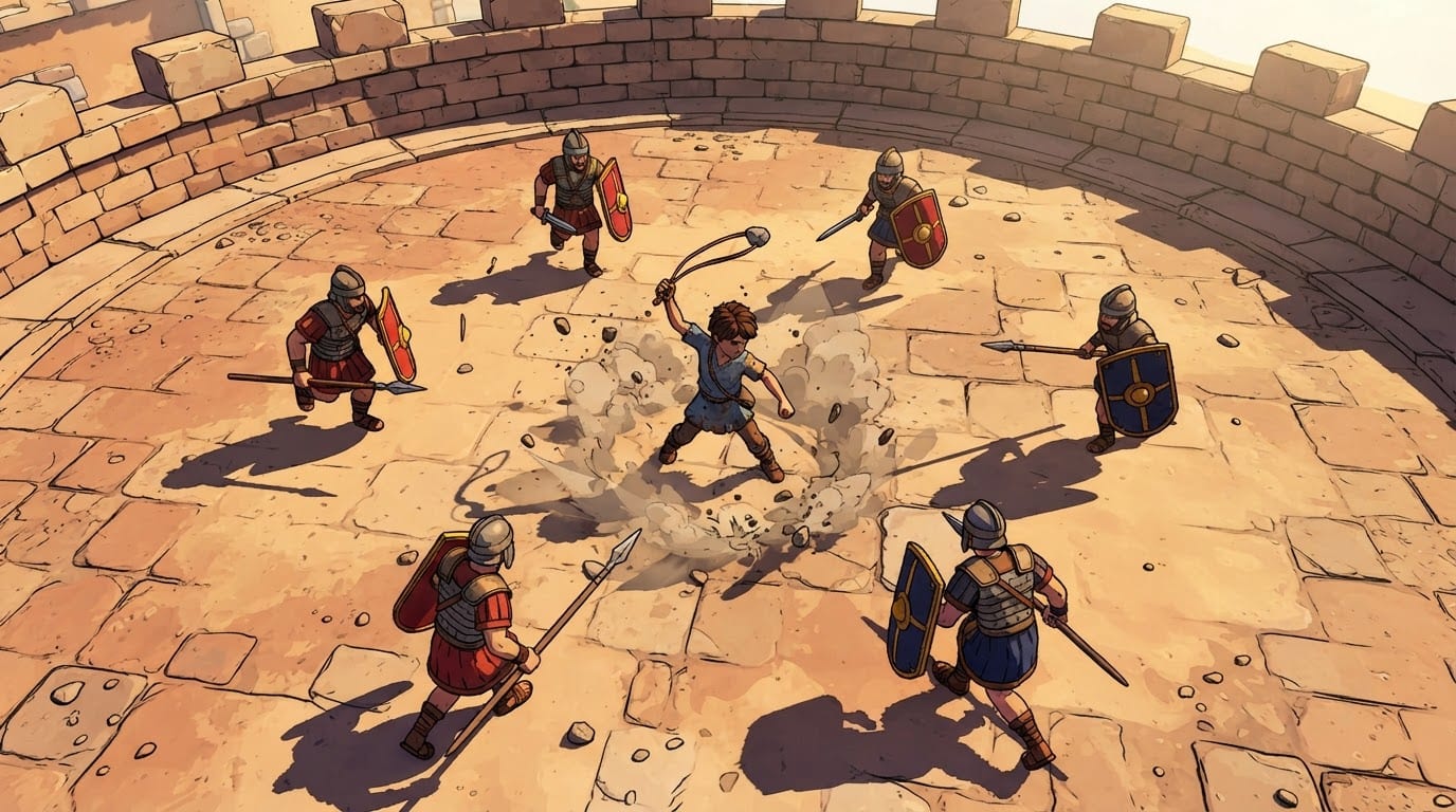 Derruba os inimigos na arena