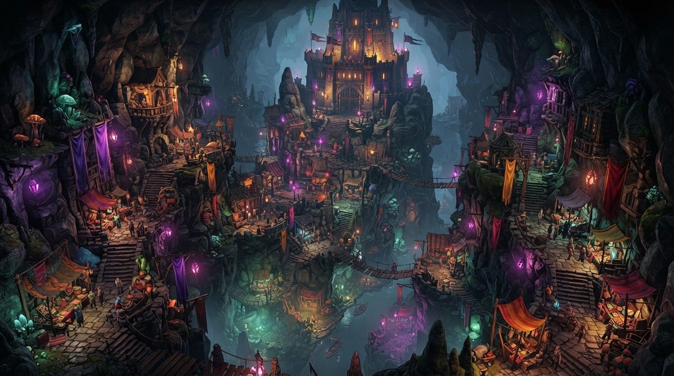 A sprawling underground thieves city