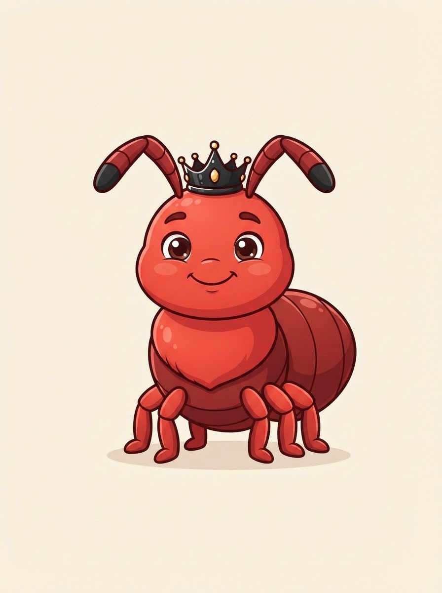 Round red queen ant