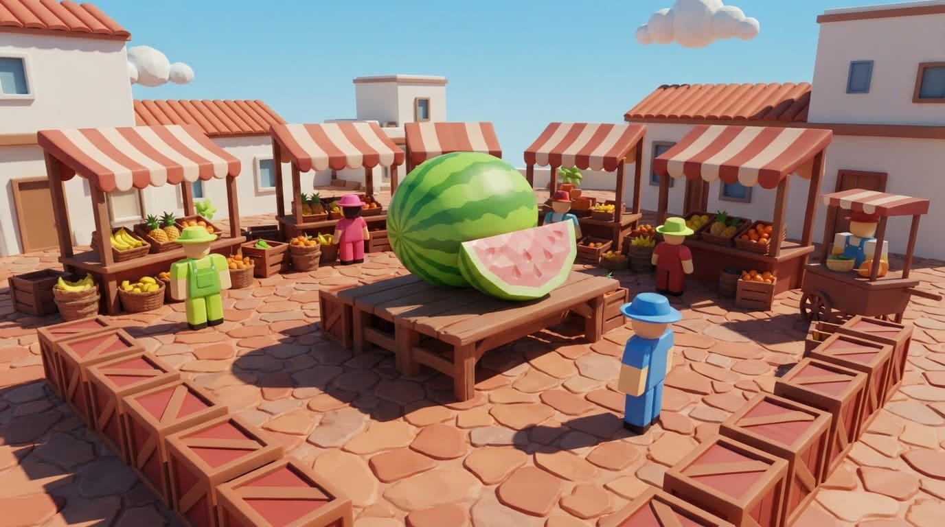 Sunny outdoor market stall