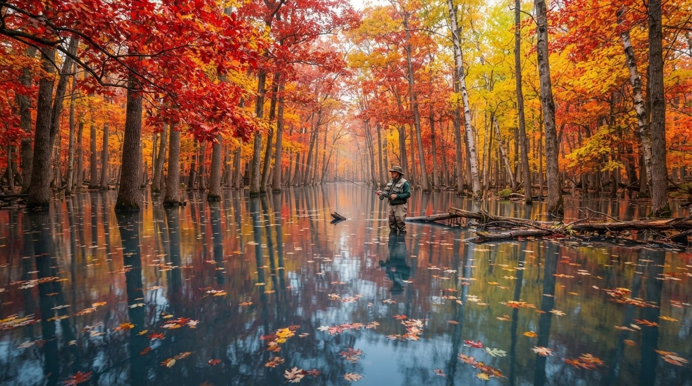 Flooded autumn hardwood forest